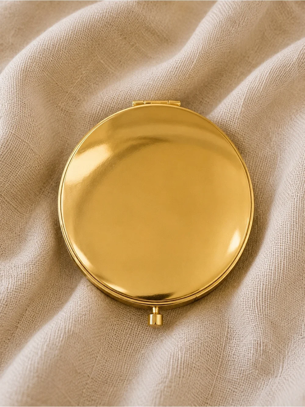 Gold-Tone Rhinestone Initial D Double-Sided Compact Mirror